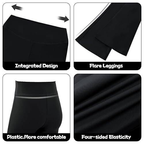 KAKU NANU Girls Flared Leggings 2 Pcs,5-14 Years High Waisted Black Grey School Trousers Yoga Pants Sports Dance Joggers Leggings thumbnail 6