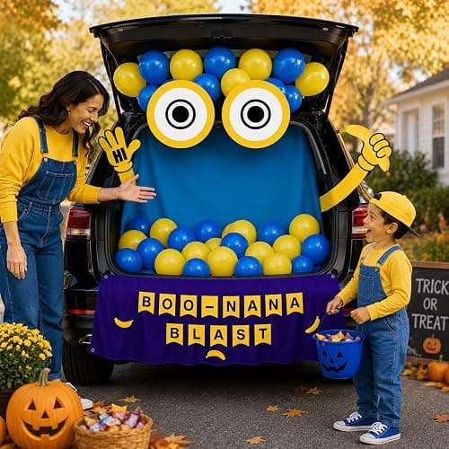 Halloween Yellow Trunk or Treat Car Decorations Kit | Cute Yellow Cartoon Trunk or Treat Decor for Truck SUV,Funny Halloween Car Decor for Car Archway Garage thumbnail 3