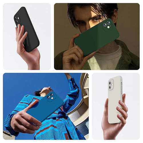 HATOSHI for iPhone 12 Case, [Upgraded Camera Protection] Liquid Silicone Phone Case with 2 Screen Protectors, Soft Anti-Scratch Microfiber Lining Shockproof Phone Cover, 6.1 inch, Stone thumbnail 3