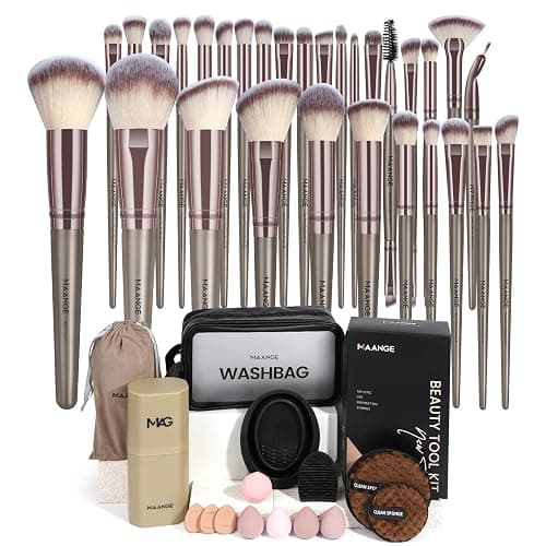 MAANGE Pinselset Makeup 49 Stück Make up Pinsel Set Professionelle Schminkpinsel für Foundation Lidschatten Konturen, Puder und Concealer - Image 1