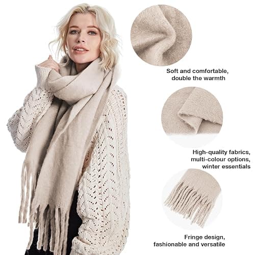 MissShorthair Thick Scarf for Women Big Chunky Colorful Blanket Fluffy Soft Scarves Winter Colorful Shawl Warps thumbnail 9
