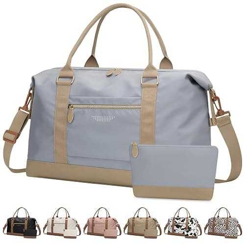 ELONGRIVER Women Travel Duffle Bags, Weekender Overnight Bag, Hospital Bag | Airplane Duffel Bags with Toiletry Bag, Hospital Bag for Labor Delivery,Tote Weekend Bag with Luggage Sleeve,Large,Light Blue - Image 1