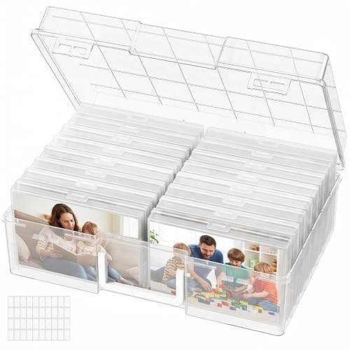 Lifewit 16 Pcs Photo Storage Box, Photo Albums 4x6 Pictures, Acid-Free Stackable Case with Labels, Trading Card Container for Sticker, Seed, Scrapbooking, Craft, Diamond Art, Classroom Supplies, Clear - Image 1