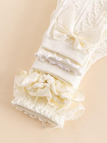 Verdusa Women's 5 Pairs Bow Lace Ruffle Ankle Socks thumbnail 4