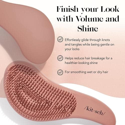 Kitsch Detangler Brush – Gentle Curly Hair Brush with Flexible Bristles for All Hair Types - Wet or Dry | Detangling Hair Brushes for Women & Men, Adults & Kids - Terracotta thumbnail 3