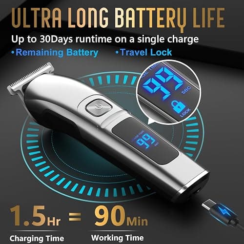 Ufree Beard Trimmer for Men, Waterproof Electric Razor for Nose, Body, Face & Mustache, Cordless Hair Clippers Shavers Grooming Kit, Gifts for Men Husband Father thumbnail 4
