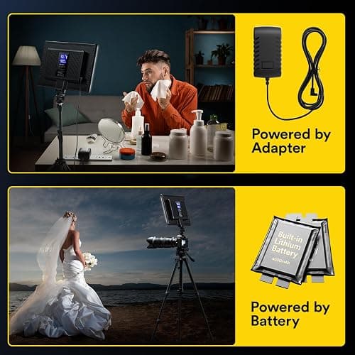 RALENO 19.5W LED Video Soft Light Panel, 650Lux/m 13" Camera Panel Light Built-in 8000mAh Battery, CRI>95 2500-6500K Photography Studio Lights for TikTok YouTube Video Recording Photography Streaming thumbnail 6