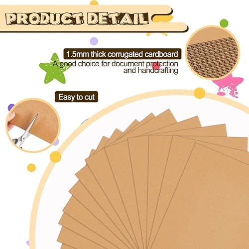 Henoyso 60 Pack 11 x 8.5 Inch Corrugated Cardboard Sheets Flat Cardboard Sheets Packaging Inserts Flat Square Inserts Squares Separators for Shipping Packing Mailing Crafts(Brown) thumbnail 4