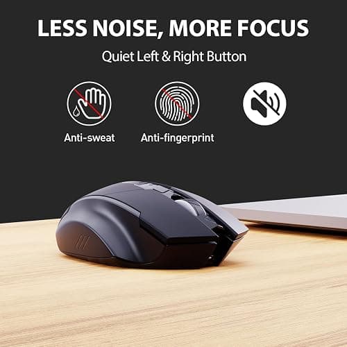 INPHIC Wireless Mouse Rechargeable, Silent Click, [Battery Level Visible] | USB 2.4G Cordless Mouse for Laptop PC Computer Tablets, 6 Buttons, 2400DPI 4 Adjustment Levels, Black thumbnail 6
