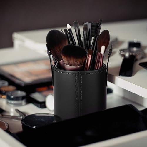 Narwey Makeup Brush Holder Travel Brushes Case Bag Cup Storage Dustproof for Women (Black) thumbnail 2