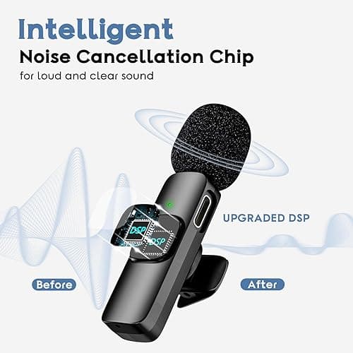 USB C Mini Wireless Lavalier Microphone for iPhone 15 16, iOS and Android Devices - Noise Reduction Lapel Mic for Recording, Clip on Mic, Omni Lav Mic for Video Recording, Tiktok, Youtube, Vlog - Black K1 for USB C thumbnail 3