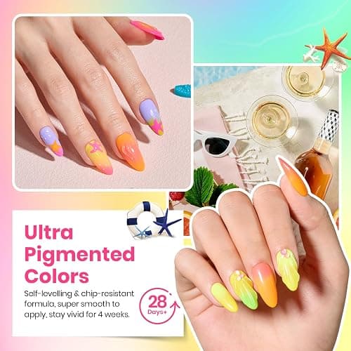 beetles Gel Polish Set - 36 Colors Neon Gel Nail Polish Pink Red Green Blue Yellow Nail Polish with 4Pcs Base Top Coat Soak off Colorful Holidays Collection UV Christmas Gifts for Women thumbnail 5