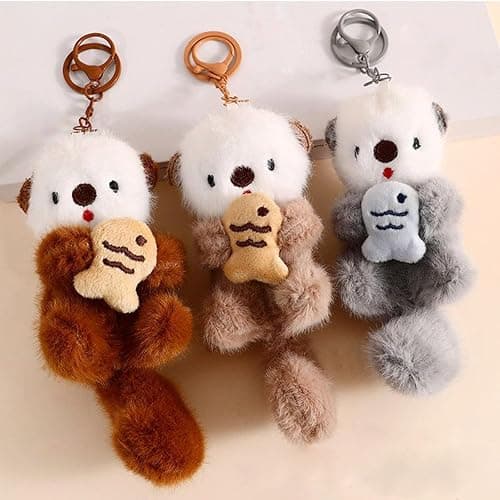 Plush Keychain Otter Charm for Women Teens & Animal Lovers | for Handbags Purses Backpacks & Car Keys | Birthday Gift thumbnail 3
