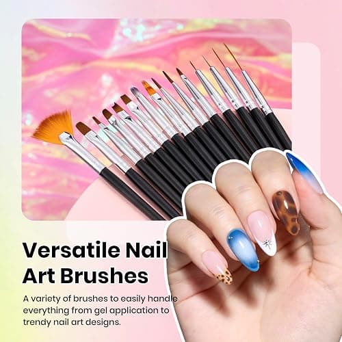 Beetles Nail Art Brushes 25pcs - Confetti Pens Daul Ended Dotting Tools & 5pcs Nail Art Liner Brushes Set Painting thumbnail 4