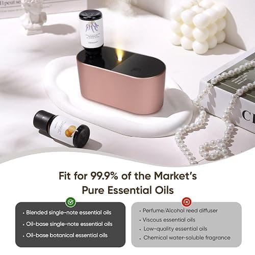 Lecdura Waterless Diffuser for Essential Oil, Battery Operated Scent Air Aromatherapy Diffuser, Mini Aroma Diffusers with 3 Intermittent Mist Modes, Cycle Start for Home Office Bedroom - Rose Gold thumbnail 6