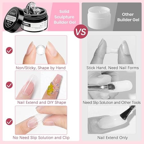 SUPWEE Pink Aurora and Clear Nail Extension Gel Solid Builder Gel for Nails 3D Sculpture Molding Carving Home DIY Gift for Women Girls thumbnail 4