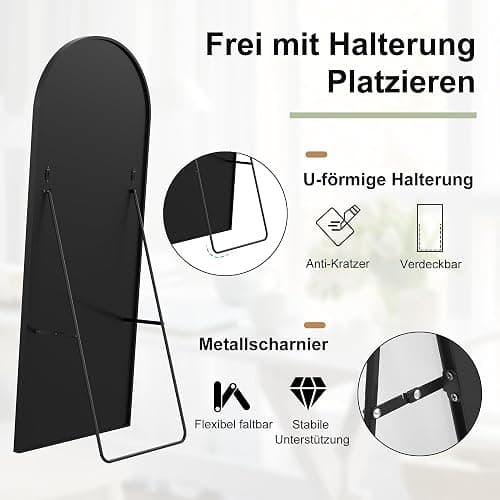 KeepGoon Round Rainbow Mirror Large Round Mirror with Rounded Corners Wall Mounted Mirror Wall Mounted Mirror for Bedroom Wall Mirror (Black Round, 173×63cm) thumbnail 5