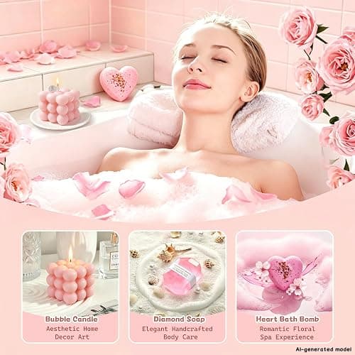 Gifts for Women Birthday, Pink Spa Basket for Her, Unique Self Care Relaxing Present for Mom Sister Wife Friend, Christmas Valentines Mother’s Day Thank You Gifts for Women thumbnail 6