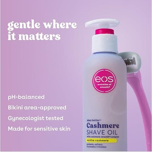 eos Cashmere Shave Oil – Vanilla Cashmere, Moisturizing Shave Oil with Shea Butter & Glycerin, Helps Prevents Irritation & Razor Burn, Vegan, 6 fl oz thumbnail 4