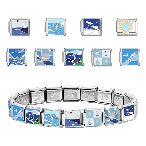 ITingstere Italian Charms Bracelet Sets with 1Pcs Starter Brascelet 9Pcs Charms 9mm Italian Modular Charm Bracelet DIY Module Jewelry Gifts thumbnail 3
