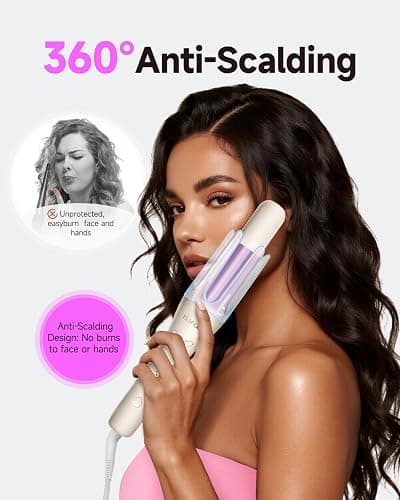 TSUYAGLA Automatic Hair Curler, 1 1/4 Inch Rotating Curling Iron with 3 Temp, 500 Million Ionic, 2-Way Rotation,10S Fast Heating, Anti-Scald, Anti-Tangle Rotating Curling Wand for Long Hair thumbnail 8