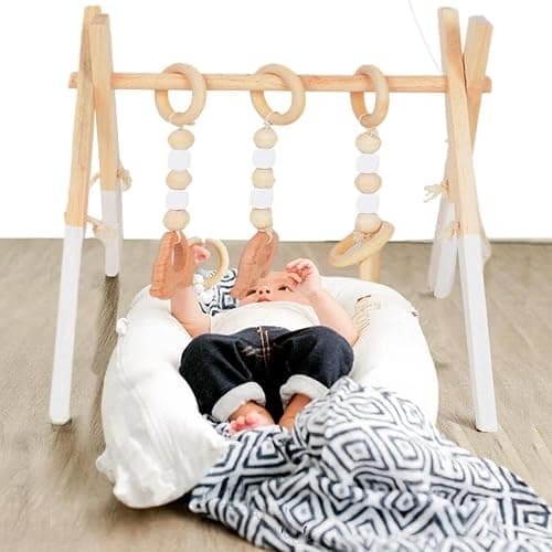 Portique D'éveil Bébé Bois, Arche Eveil Bebe Bois Naturel, De Développement Précoce Pour Chambre De Nouveau-né, Salon, Centre thumbnail 2