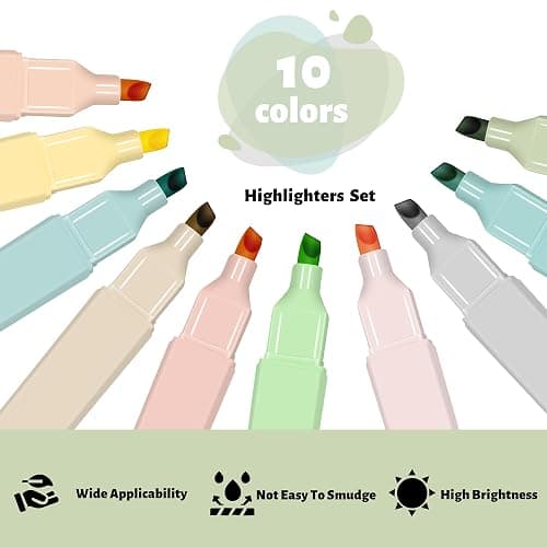 Piochoo Highlighters Assorted Colors,10Pcs Bible Highlighters and Pens No Bleed, Assorted Colors, Pastel Set, Cute Marker Pens - Pastel Colors - 10 Pack thumbnail 4