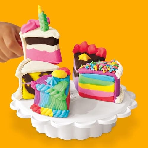 Play-Doh Super Slice Cake Playset, Toy Oven with Play Kitchen Accessories & 11 Modeling Compound Cans, Kids Arts & Crafts, Ages 3+ thumbnail 8