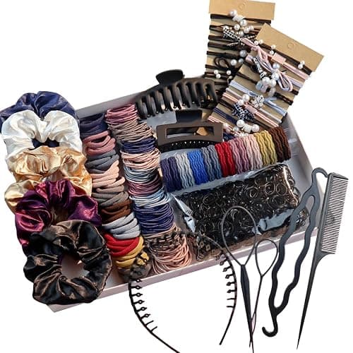 Hair Accessories Set for Women, Ponytail Holders, Hair Scrunchies, Hairbands, Scrunchy Hair Ties, Multicolour Colors and Styles (1149PCS(Dark color) - Image 1
