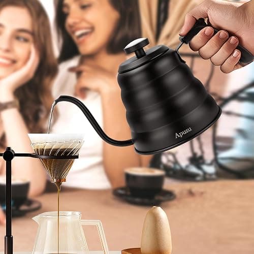 Gooseneck Kettle for Manual Drip Coffee & Tea 40oz Stainless Steel Pour Over Coffee Kettle with Thermometer Tea Kettle for Stovetop,1200ml,6 Cup,Silver,1Pack thumbnail 5