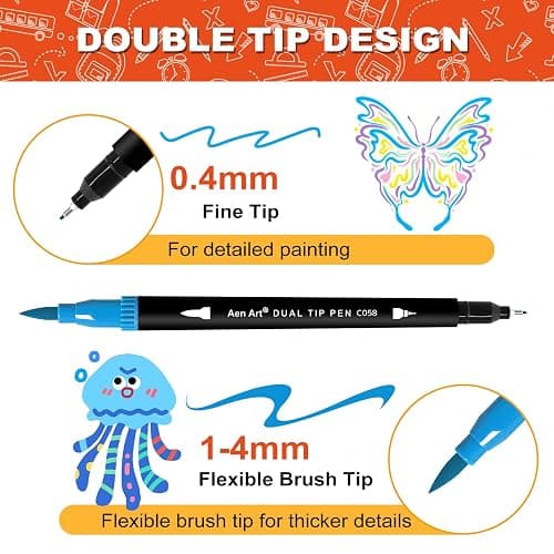 120 Colors Dual Tip Brush Pens Art Markers for Adult Coloring Books, Artist Drawing Sketch Markers Set with Fine & Brush Tip thumbnail 5