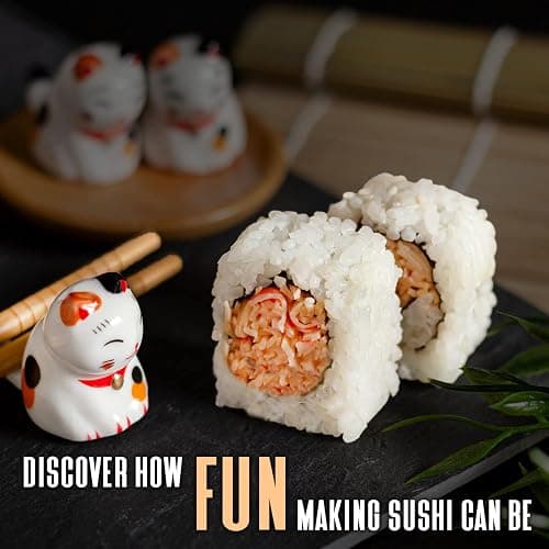 Alas Complete 20 Piece Sushi Making Set - Kit for Beginners & Pros with Knife, 2 Mats, Rice Bazooka and Dipping Plate thumbnail 8