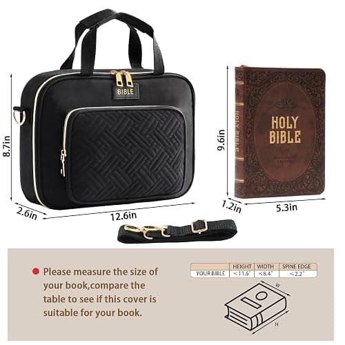 Bible Cover for Women Bible Case, Large Bible Bag, Bible Study Supplies Bible Journaling Kit Book Carrying Case with Bible Highlighters Tabs, Valentines Day Christian Gifts for Women (Black) thumbnail 3