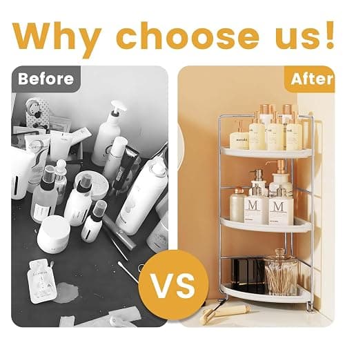 JANUS LiANG 3-Tier Bathroom Counter Organizer, Plastic Bathroom Organizer, Tool-Less Installation Makeup Vanity Tray, Bathroom Organizer Countertop Skincare Perfume Organizers (Chrome) thumbnail 6