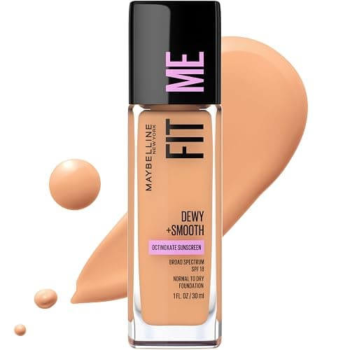 Maybelline Fit Me Dewy + Smooth Liquid Foundation Makeup, Sun Beige, 1 Count (Packaging May Vary) - Image 1