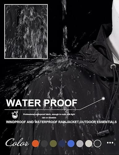 Avoogue Womens Rain Jacket with Hood,Pullover,Packable,Lightweight,Windbreaker,Waterproof,Breathable. thumbnail 4