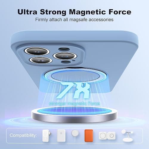 SKYLMW Designed for iPhone 15 Pro Max Case with Magnetic Invisible Stand Compatible with Mag-Safe Military Drop Tested Shockproof Silicone Phone Cases for Women Men 6.7'', Blue thumbnail 3