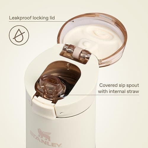 STANLEY Flowstate™ Spring Bottle | Leakproof Water Bottle with Carry Strap & Flip-Top Locking Lid | Insulated Stainless Steel | Fits Most Cup Holders | BPA-Free | 20 oz | Champagne thumbnail 6