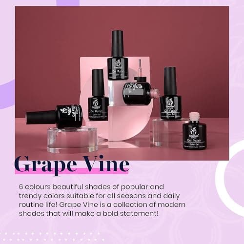 beetles Gel Polish Grape Vine Purple 6 Colors Purple Lavender Dark Lilac Glitter Pink Nail Polish Soak Off Uv LED Gel Nail Kit Salon Diy Nail Art Manicure Salon Home Gifts for Women thumbnail 6