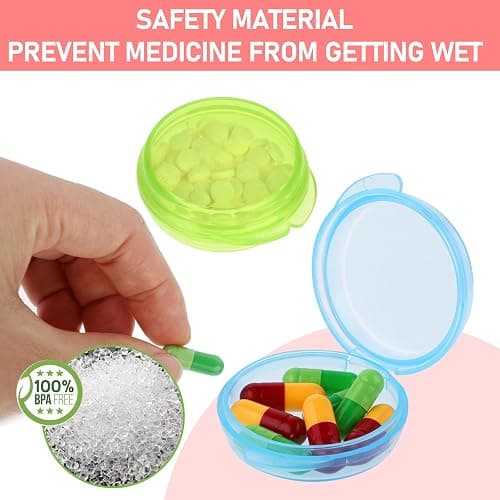 4 Pcs Mini Pill Organizer Small Pill Box Cute Portable Pill Case for Pocket Purse Travel Storage Containers Earplug Case Medicine Dispenser Vitamin Holder(Blue+Pink+Purple+Green) thumbnail 5