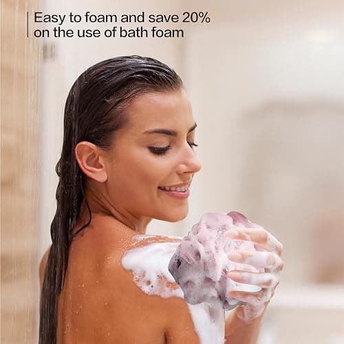 Fishent Loofah Bath Sponge Shower Loofahs, Pack of 4 Pink Soft Loofa Exfoliating Body Scrubber Mesh Shower Puff Pouf Ball Luffa for Women(50g/pcs) thumbnail 9