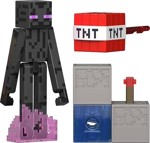 Mattel Minecraft Toys, Enderman Action Figure with Accessory & Redstone Building Piece, 3.25-inch Scale Collectible Set Inspired by Video Game - Image 1