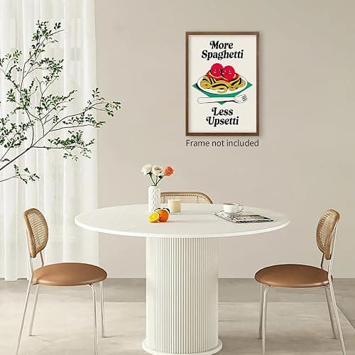 Retro Funny Kitchen Food Wall Art Trendy Cute Pasta Poster More Spaghetti Less Upsetti Quote Canvas Prints Vintage Aesthetic Wall Decor for Living Room Restaurant 12x16 inch Unframed thumbnail 3