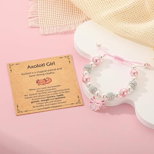 VULETO Axolotl/Horse Charm Bracelet Gifts for Girls Kids, Cute Axolotl/Horse Pearl Natural Stone Bracelet Stuff Valentines Christmas Birthday Jewelry Gifts thumbnail 3