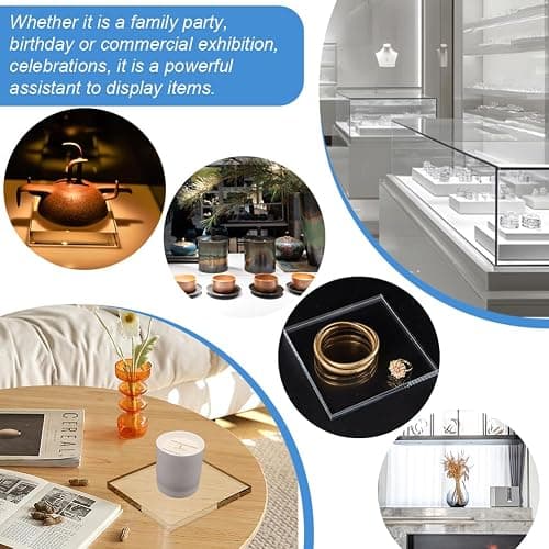AHANDMAKER Acrylic Base Stand 5x5 Inch Square Clear Polished Block Cube Riser Display Pedestal Stands for Collectibles Jewelry Props Collection Display Home Decor thumbnail 5