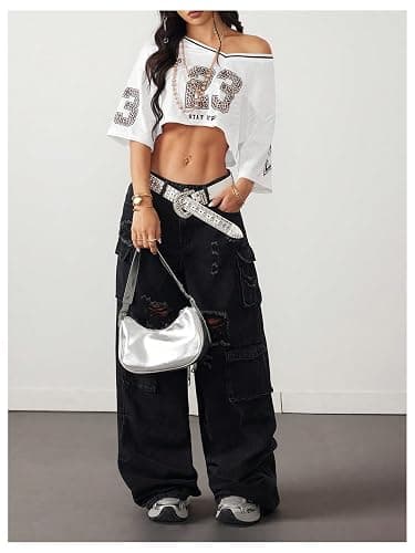 Verdusa Jersey Shirts for Women Y2K Number Graphic Crop Tops Half Sleeve Summer Tees thumbnail 5