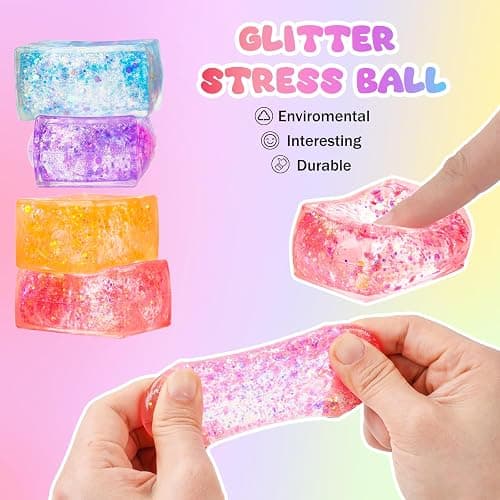 8 Pack Glitter Stress Cube ,Slow Rising Squishy Stress Balls for Adults | Fidget Squeeze Toys for Stress Relief, Slow Rising Squeeze Toy for Classroom Prizes, Party Favors and Birthday Gifts thumbnail 5
