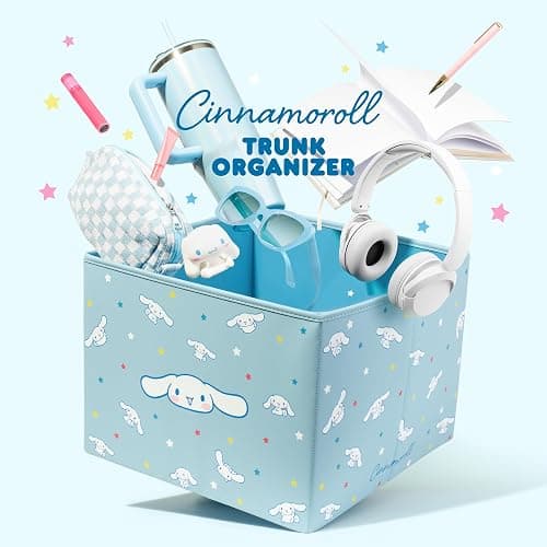 Sanrio Cinnamoroll Car Trunk Organizer, Steering Wheel Cover, Air Freshener & Refill – Cute, Collapsible, Heavy-Duty Storage & Car Accessories for Groceries, Tools, Travel – 12.5"L x 12.5"W x 9"H thumbnail 6
