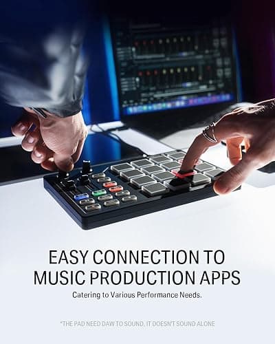 Donner MIDI Pad Beat Maker Machine Professional, Drum Machine with 16 Beat Pads, 2 Assignable Fader & Knobs and Music Production Software, USB MIDI Controller with 40 Courses, STARRYPAD thumbnail 5