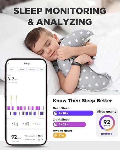 BIGGERFIVE Vigor 2 L Kids Fitness Tracker Watch for Boys Girls Ages 5-15, Activity Tracker, Heart Rate Sleep Monitor, IP68 Waterproof, Pedometer, Calorie Step Counter Watch, Black thumbnail 5